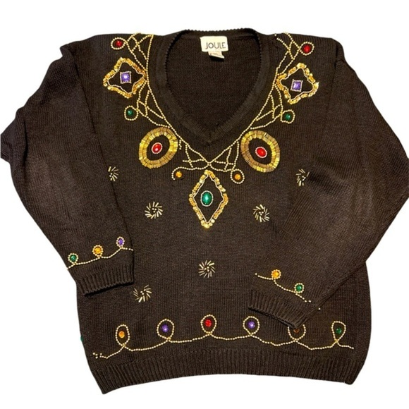 Vintage 1990's Beaded Black Sweater from Joule Energy - Size Medium - Picture 1 of 6